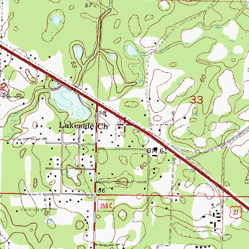 Topographic Map of Lakeside Church, FL