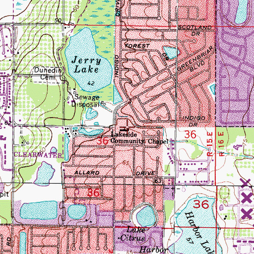 Topographic Map of Lakeside Community Chapel, FL