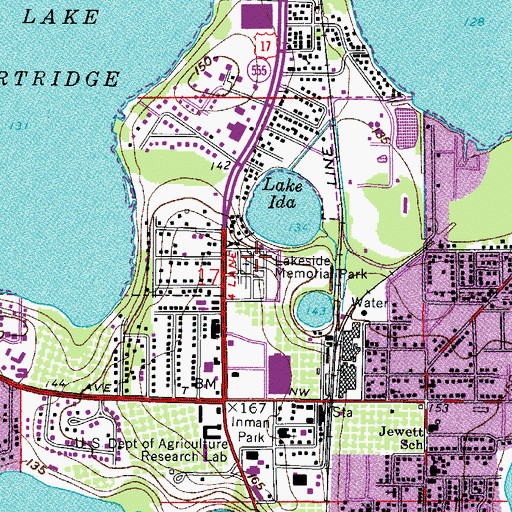 Topographic Map of Lakeside Memorial Park, FL