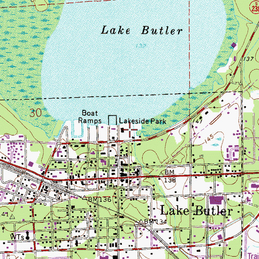 Topographic Map of Lakeside Park, FL