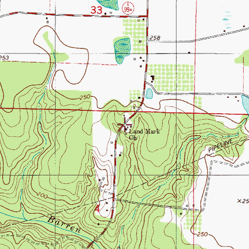 Topographic Map of Land Mark Church, FL