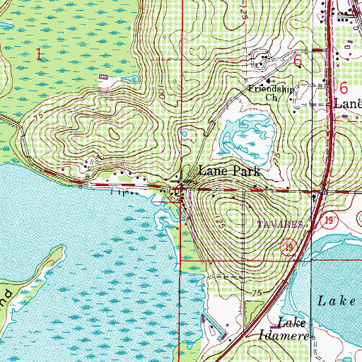 Topographic Map of Lane Park, FL