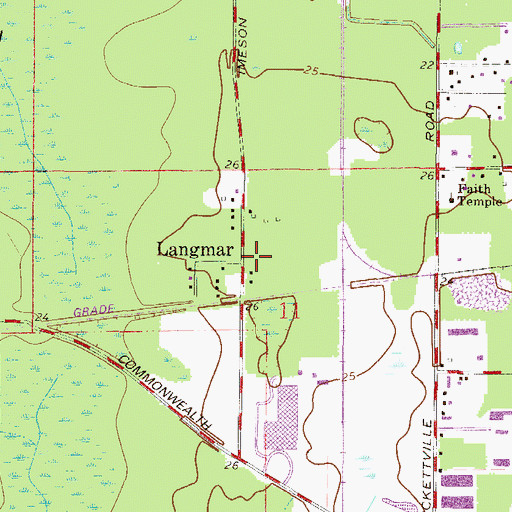 Topographic Map of Langmar, FL