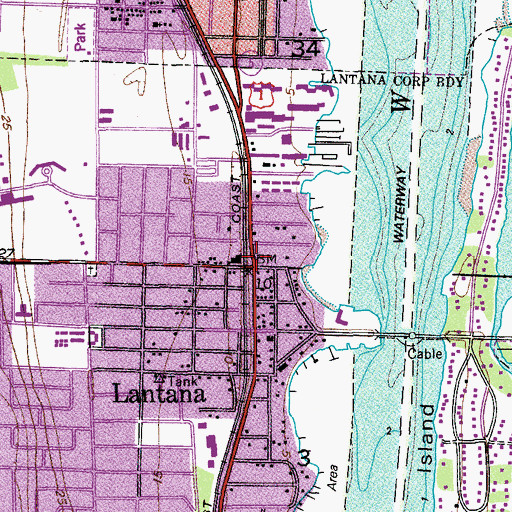 Topographic Map of Lantana, FL