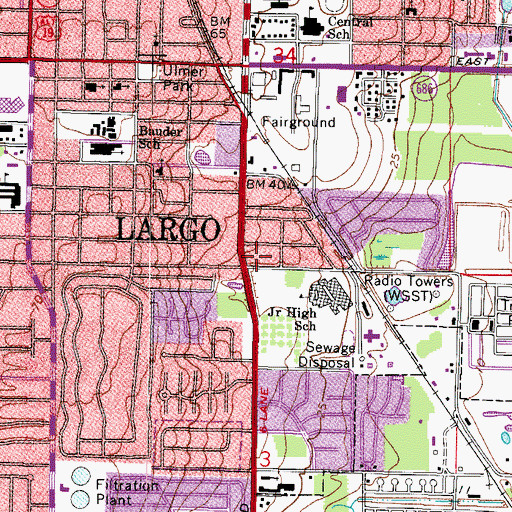 Topographic Map of Largo, FL