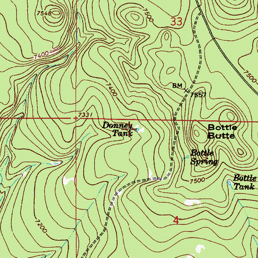 Topographic Map of Donney Tank, AZ