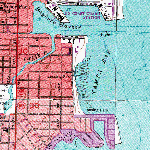 Topographic Map of Lassing Park, FL