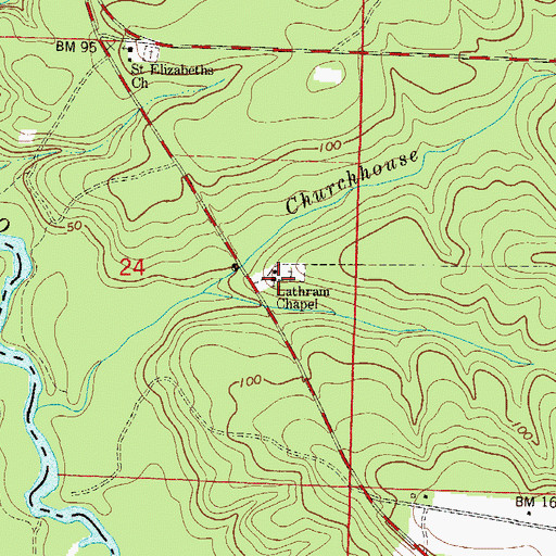 Topographic Map of Lathram Chapel, FL