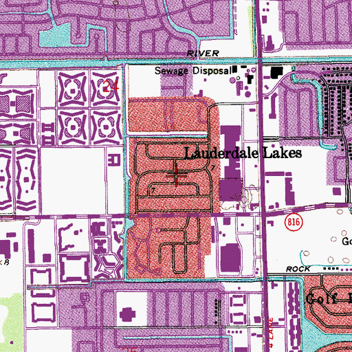Topographic Map of Lauderdale Lakes, FL