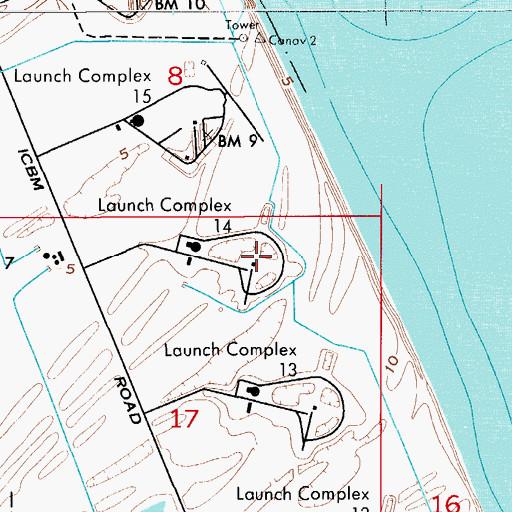 Topographic Map of Launch Complex 14, FL