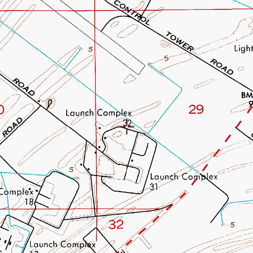 Topographic Map of Launch Complex 32, FL
