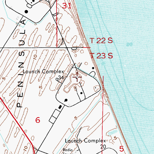 Topographic Map of Launch Complex 34, FL