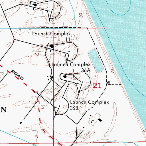 Topographic Map of Launch Complex 36A, FL