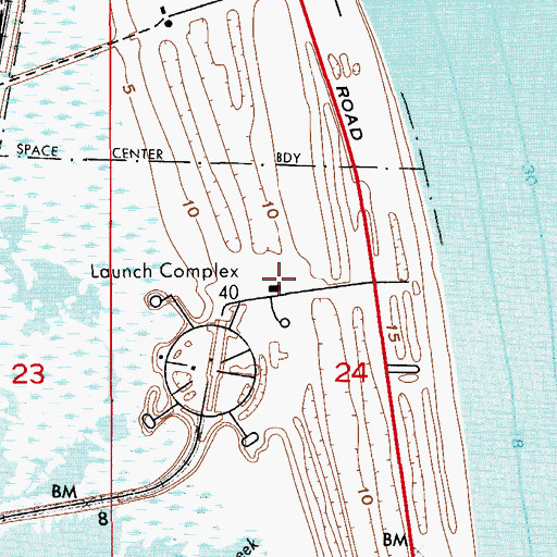 Topographic Map of Launch Complex 40, FL