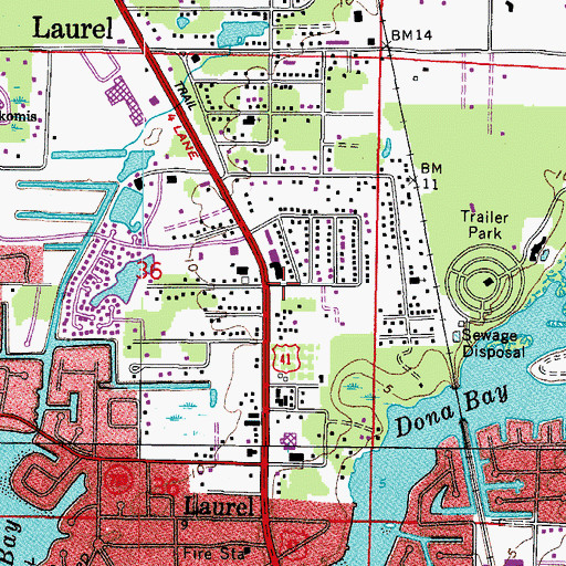 Topographic Map of Laurel, FL