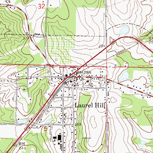 Topographic Map of Laurel Hill, FL
