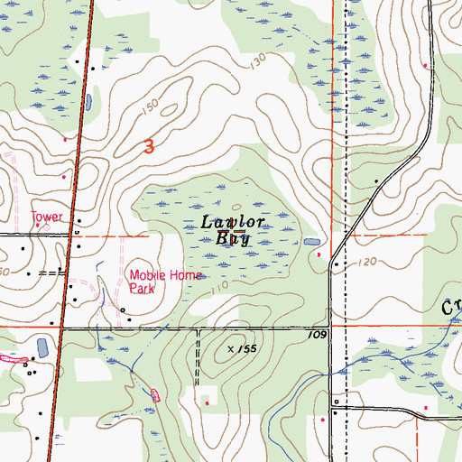 Topographic Map of Lawlor Bay, FL