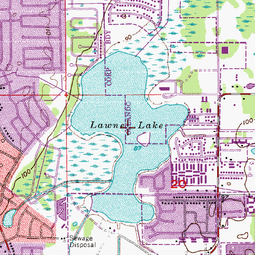 Topographic Map of Lawne Lake, FL