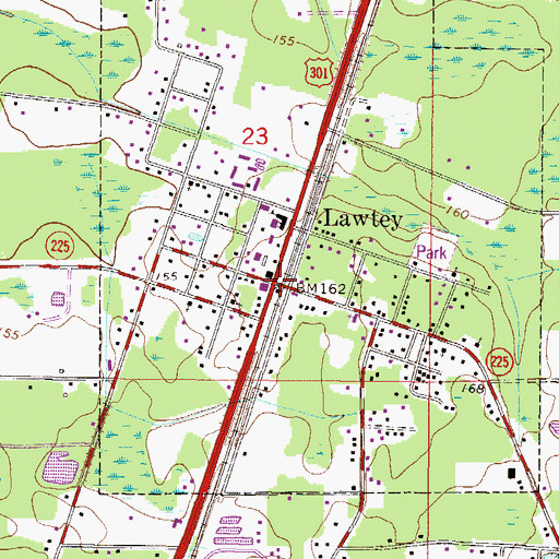 Topographic Map of Lawtey, FL