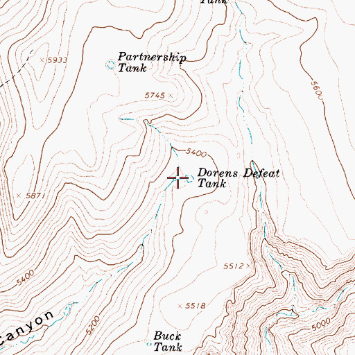 Topographic Map of Dorens Defeat Tank, AZ