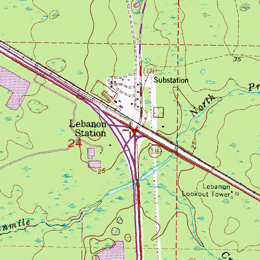 Topographic Map of Lebanon Station, FL