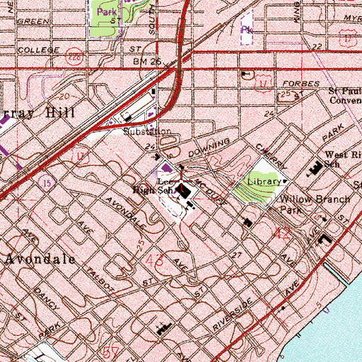 Topographic Map of Robert E Lee High School, FL