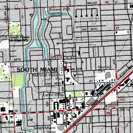 Topographic Map of Lee School, FL