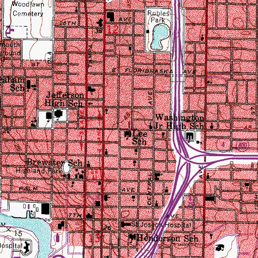 Topographic Map of Lee Elementary Magnet School, FL