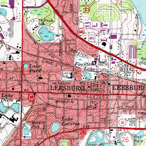 Topographic Map of Lee School, FL