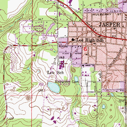 Topographic Map of Lee School, FL