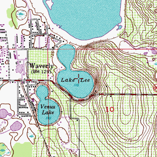Topographic Map of Lake Lee, FL