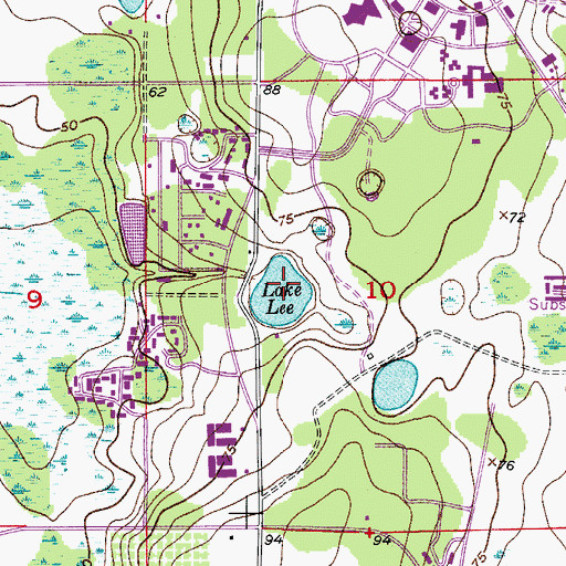 Topographic Map of Lake Lee, FL