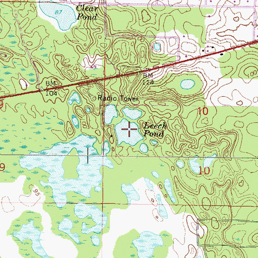 Topographic Map of Leech Pond, FL
