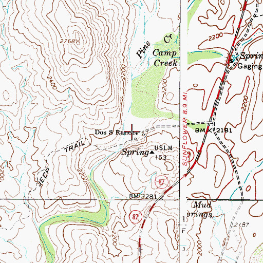 Topographic Map of Dos S Ranch, AZ