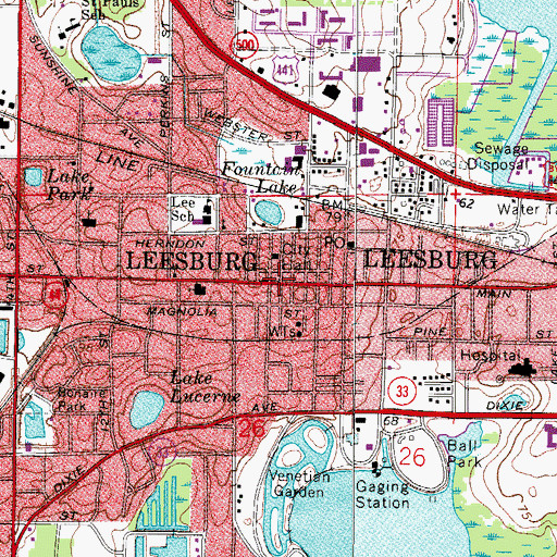 Topographic Map of Leesburg, FL