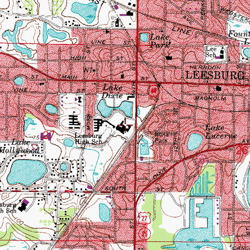 Topographic Map of Leesburg High School, FL