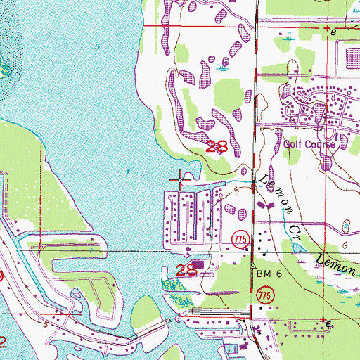 Topographic Map of Lemon Creek, FL