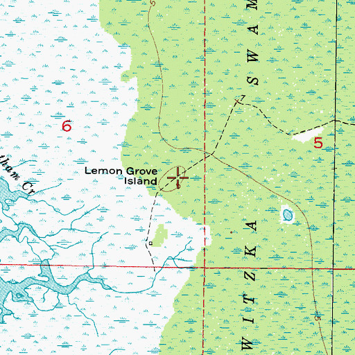 Topographic Map of Lemon Grove Island, FL