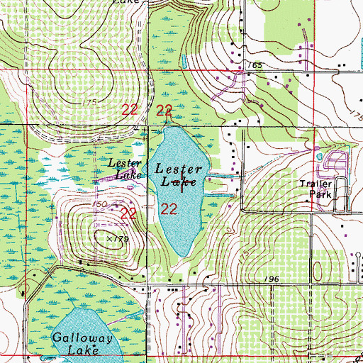 Topographic Map of Lester Lake, FL