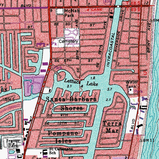 Topographic Map of Lettuce Lake, FL