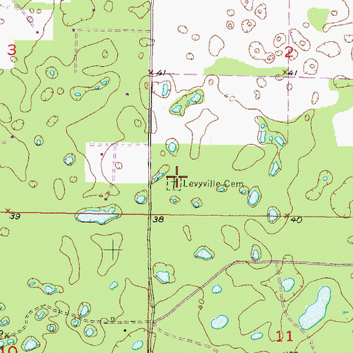 Topographic Map of Levyville Cemetery, FL