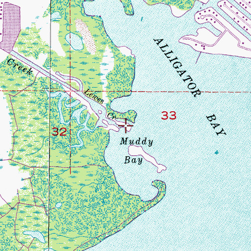 Topographic Map of Lewis Creek, FL