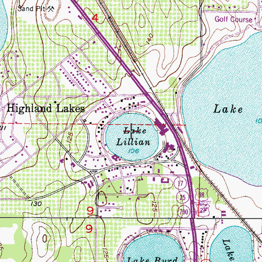 Topographic Map of Lake Lillian, FL