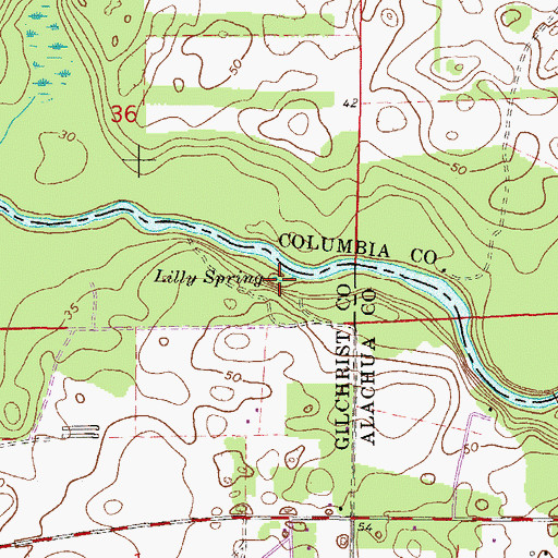 Topographic Map of Lilly Spring, FL