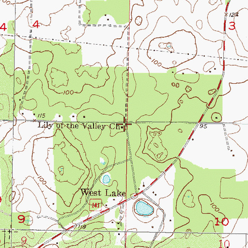 Topographic Map of Lily of the Valley Church, FL