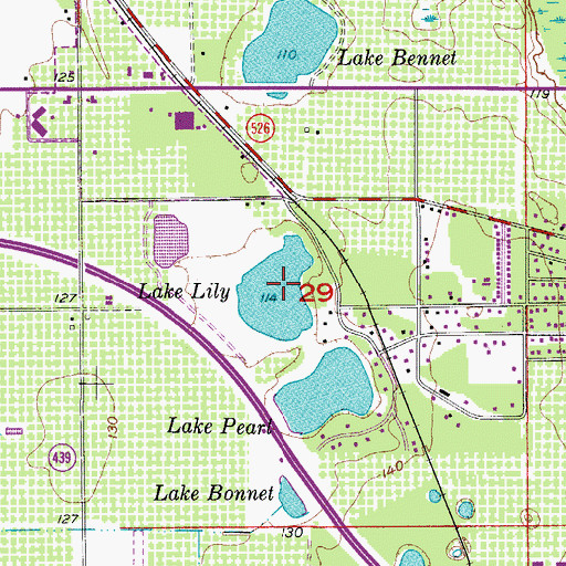 Topographic Map of Lake Lily, FL
