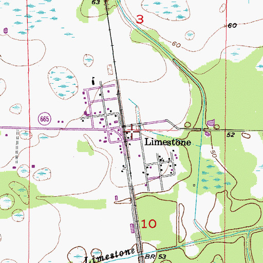 Topographic Map of Limestone, FL