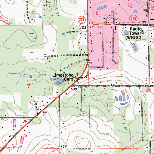 Topographic Map of Limestone Cemetery, FL
