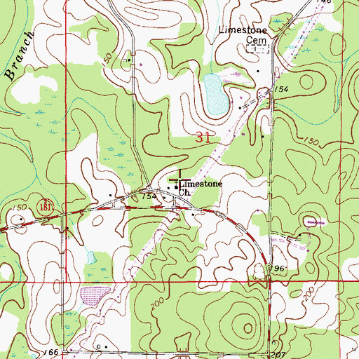 Topographic Map of Limestone Church, FL