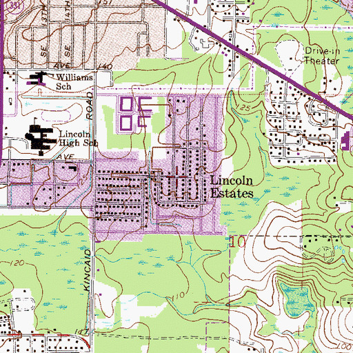 Topographic Map of Lincoln Estates, FL